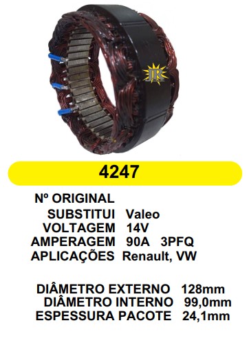 4247 EST. VALEO GOL POLO E128 I99 RENAULT/VW 12V 90A