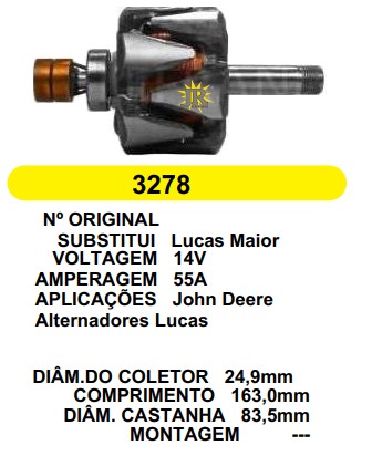 3278 ROTOR LUCAS JOHN DEERE 55A 14V C163 D83.5 S/V 