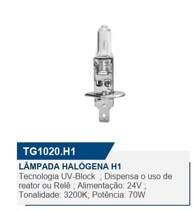 LAMPADA H1 24V 70W TIGER 1020H1 COMUM 
