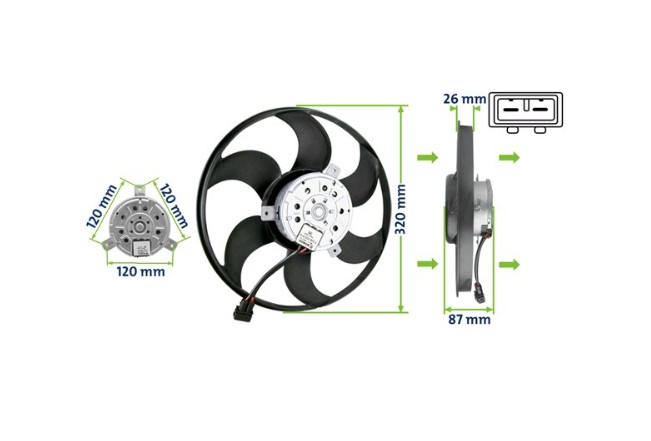 AVLD01008 ELETROVENTILADOR GOL G2/G3/G4 GROSSO C/AR 6PAS MT.100MM 320MM 