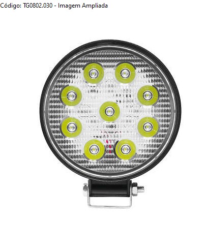 FAROL LED 27W 9LEDS REDONDO MAIS FINO TIGER (0802030)