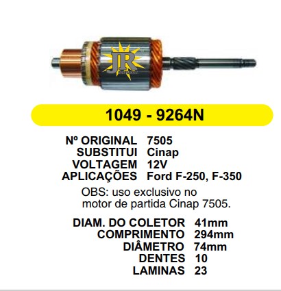 1049 IND. PART. BOSCH F250/F350 12V C294 D74 10D 