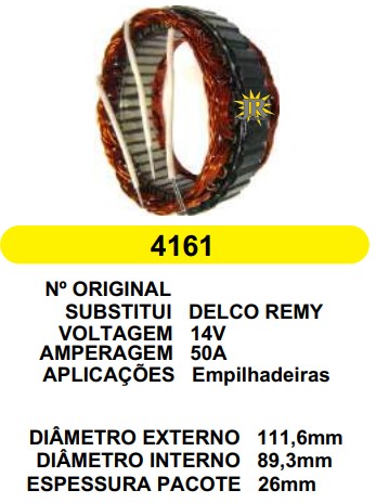 4161 EST. DELCO E111.6 I89.3 EMILHADEIRA 111.6MM BOBCAT 50A 12V 