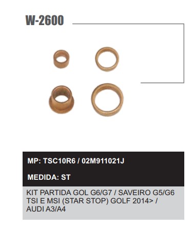 W2600ST -KIT BUCHA PART.VALEO GOL/SAVEIRO/GOLF/AUDI
