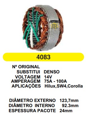 4083 EST. DENSO E123.7 I92.3 TOYOTA HILUX/COROLLA/SW4 12V