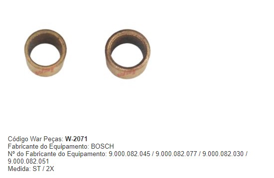 W20712X -KIT BUCHA PART.BOSCH PASSAT/GOL C/BLOCO GASTO