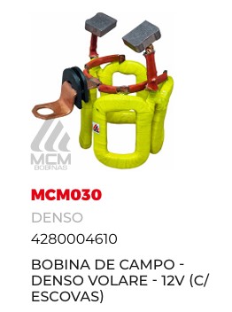 MCM030 NV BOBINA DENSO VOLARE JHON DEERE 12V NOVA (FORA DA CARCAÇA)