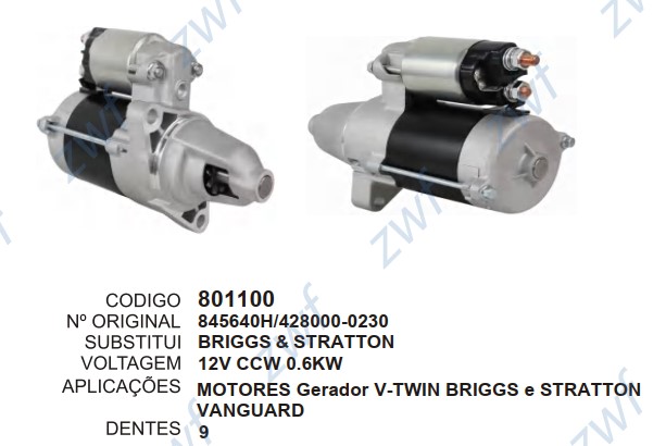 801100 MOTOR DE PARTIDA MOTORES V-TWIN BRIGGS E STRATTON VANGUARD