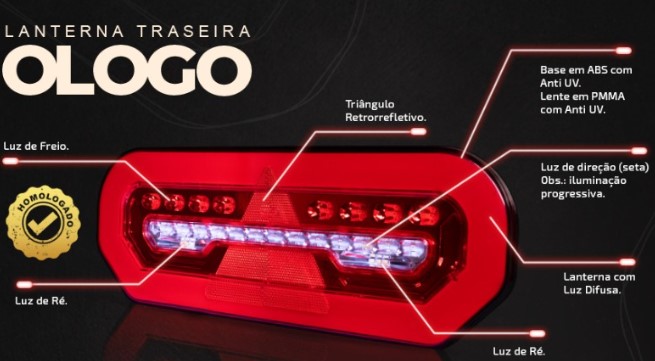 PRD050 LANTERNA TRASEIRA LED UNIVERSAL (SETA SEQUENCIAL) 24V DIREITA 