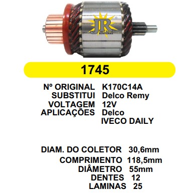 1745 IND. PART. DELCO IVECO DAILY C/CR C118.5 D55 12D 12V