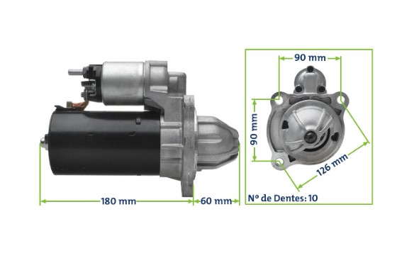 S0001109291 MOTOR DE PARTIDA BOSCH F250/F350/F4000 CUMMINS 96/11 12V 10D SEG