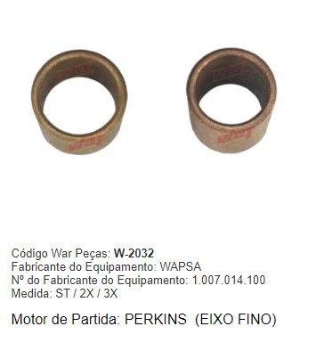 W2032ST -KIT BUCHA PART.WAPSA MF/VALMET/ 8BR L/C EIXO FINO