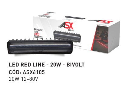 ASX6105 FAROL LED RED LINE P/EMPILHADEIRA 20W 12-80V BIVOLT