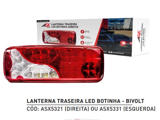 ASX5331 LANTERNA TRASEIRA LED BOTINHA ESQUERDA BIVOLT 