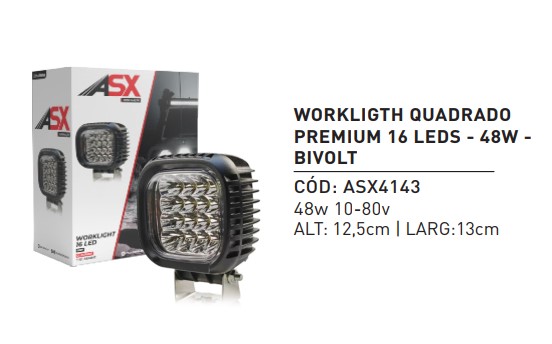 FAROL LED 48W 16LEDS QUADRADO BIVOLT (ASX4148)