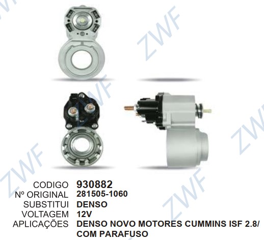 930882 MANCAL PARTIDA C/AUTOMATICO DENSO MOTOR CUMMINS ISF 2.8 12V