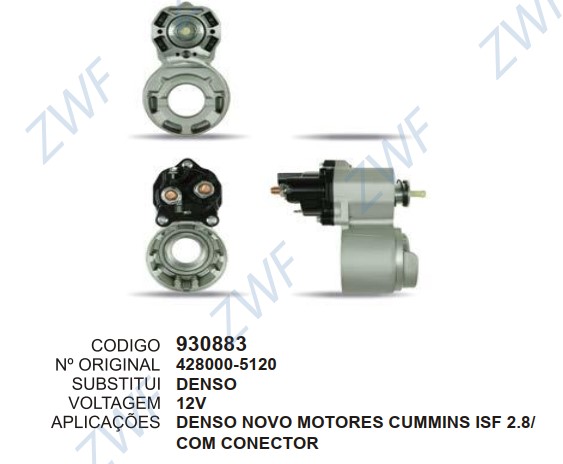 930883 MANCAL PARTIDA C/RELE DENSO MOTORES CUMMINS ISF 2.8 C/CONECTOR 12V