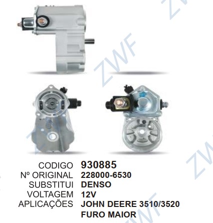 930885 MANCAL PARTIDA C/RELE DENSO J.DEERE FURO MAIOR 12V
