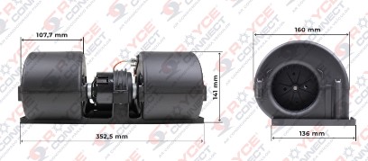 RC530190 MOTOR VENT INTERNO DUPLO CARACOL CX EVAPORADORA 12V 352.5MM
