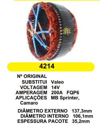 4214 EST. VALEO E137.3 I106.1 L35.2 SPRINTER 200A 12V 