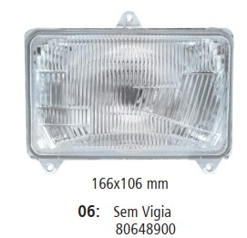 FL06-12V BLOCO FAROL RETANGULAR TRATOR VALMET/VALTRA 3 ORELHAS C/LAMP. H4 S/VIGIA(C/02)