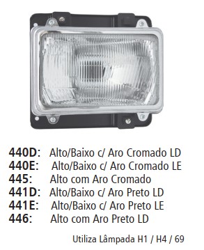 FL440ESL FAROL H4 MB 91/95 BICUDO/CARA PRETA LE S/LAMP.C/VIGIA C/ARO