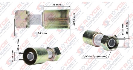 RC450007 CONEXAO RETA FEMEA 10MM ALUMINIO C/CLIP S02.1953