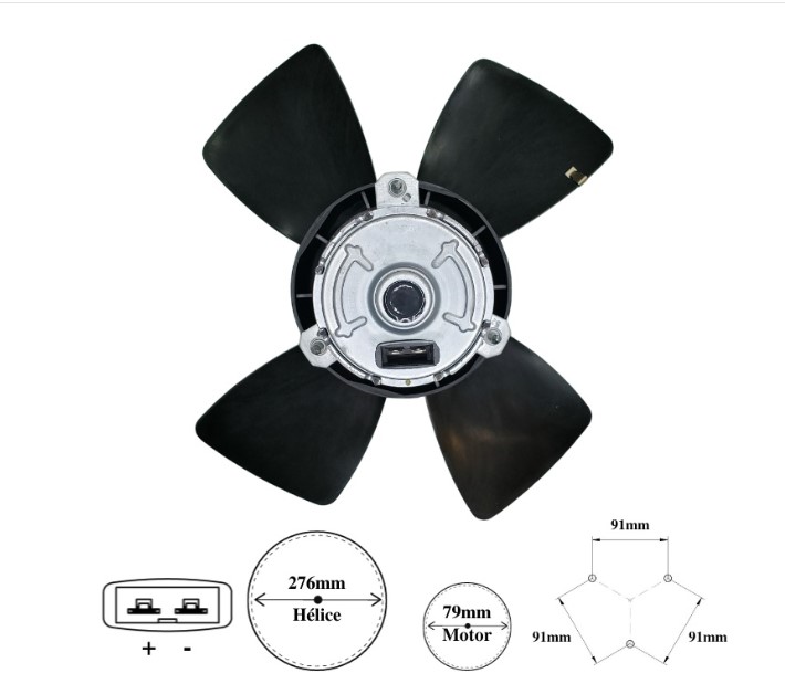 IK9040 ELETROVENTILADOR GOL/PARATI/SAV. 89> S/AR 4PAS MT79MM 280MM 