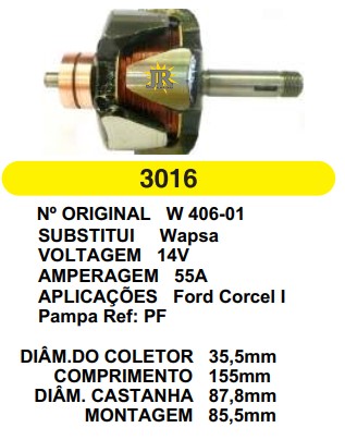 3016 ROTOR WAPSA CORCEL II/PAMPA 55A 14V C155 D87.8 S/V