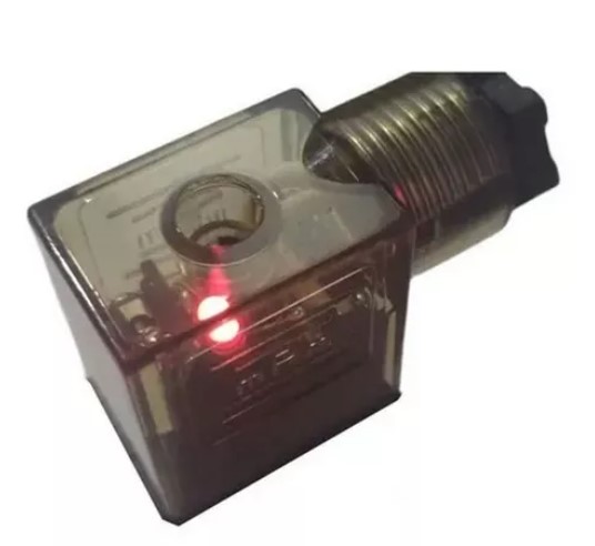 2WPLUGDC TOMADA 3VIAS P/ VALVULA PNEUMATICA (SOLENOIDE) C/LED 12/24V