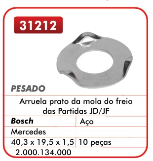 GB31212 ARRUELA DE ACO PRATO MOLA FREIO PARTIDA JD/JF (C/10) 40.3X19.5X1.5