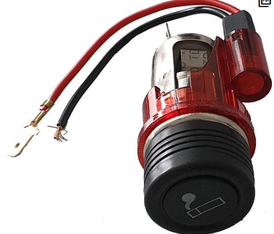 AC00412VR ACENDEDOR CIGARROS COMPLETO UNIVERSAL 12V VERMELHO