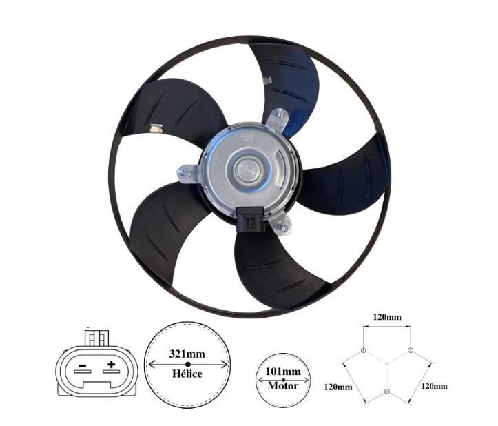 IK9026 ELETROVENTILADOR CELTA/PRISMA/PALIO/STRADA C/AR 5PAS MT.100MM 322MM