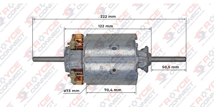 RC530055 MOTOR VENT INTERNO DUPLO TRATOR MF/VALTRA 12V 222MM S/HELICE 