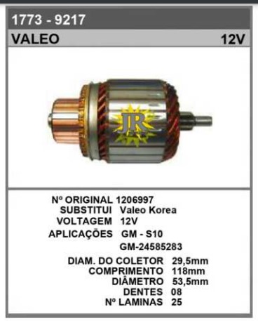9217 IND. PART. VALEO GM S10 12V C118 D53.5 8D JR