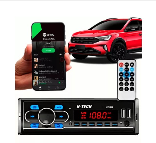 HT1023 RADIO H-TECH USB/SD/BLUETOOTH/AUX./MP3 4X25W C/ CONTROLE