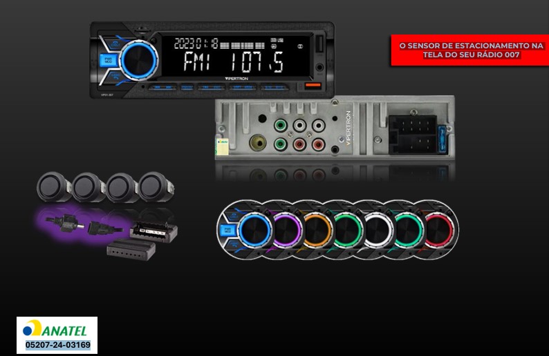 VP01007BR AUTO RADIO MP3/USB/BLUETOOTH C/SENSOR ESTAC.BRANCO 18MM 
