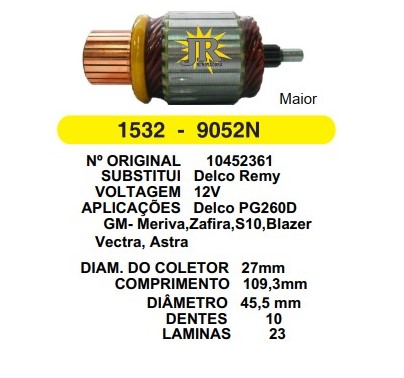 9052/GL100044 IND. PART. DELCO ASTRA 12V C109.3 D45.5 10D GLOBB (MAIOR)
