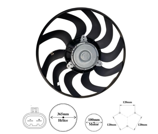 IK9035 ELETROVENTILADOR MOBI/PALIO/SIENA/N.UNO S/AR C/AR 10PAS MT.101MM 365MM