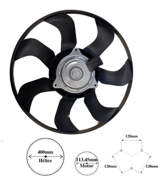 IK9155 ELETROVENTILADOR DUSTER/SANDERO/OROCH/LOGAN C/AR 7PAS MT.113MM 400MM 