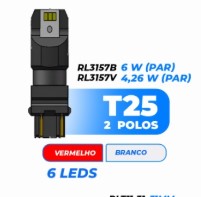 RL3157B LED 1034 12V 6W 6LEDS 12/24V BASE PLAST.S/SOQ.BRANCO (PAR) BLISTER