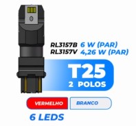 RL3157V LED 1034 12V 6W 6LEDS 12/24 BASE PLAST.S/SOQ.VERMELHO (PAR) BLISTER