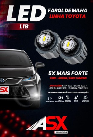 ASX1710 LED FAROL MILHA COROLLA HILUX L1B (DRL) 23W 6000K 5000 LUMENS 12V 