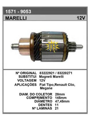 1571 IND. PART. MARELLI FIAT/RENAULT 12V C145 D47.45 11D 