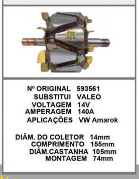 33071 ROTOR VALEO AMAROK 140A 14V C155 D105 C/V (NOVO)