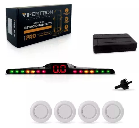 VP14003 SENSOR ESTACIONAMENTO BRANCO 16,5MM 4 PONTOS C/ DISPLAY SLIM (OEM)