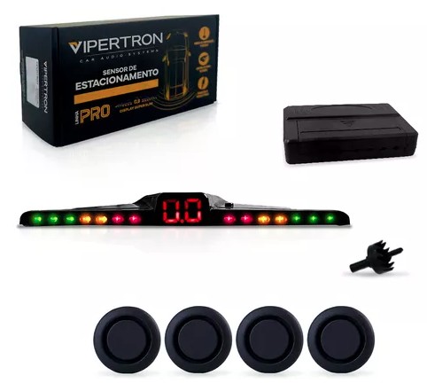 VP14004 SENSOR ESTACIONAMENTO PRETO FOSCO 16,5MM 4 PONTOS C/ DISPLAY SLIM (OEM)
