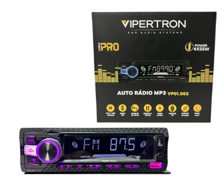 VP01003 AUTO RADIO FM/MP3 C/BLUETOOTH LINHA PRO VIPERTRON