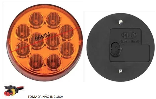 SL808102 LANTERNA TRASEIRA REDONDA SETA 96MM 10LEDS AM 24V S/FURO