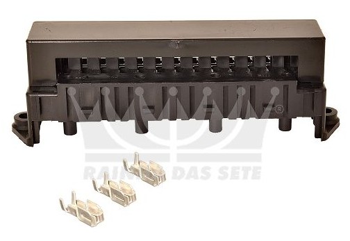 ETE1861 CAIXA DE FUSIVEL P/15 FUSIVEIS LAMINA UNIVERSAL C/TERMINAIS E TAMPA
